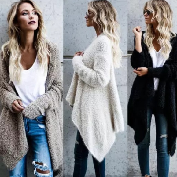 Black Knit Fuzzy Cardigan - Picture 3 of 4